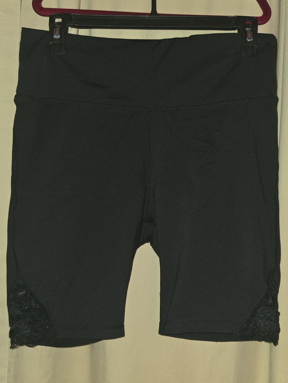 Mono B Black High-Waist Lace-Trim Bike Shorts